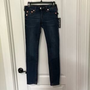 True Religion Women's Stella Mid-Rise Flap  SkinnyLeg Jeans Size 26 New With Tag